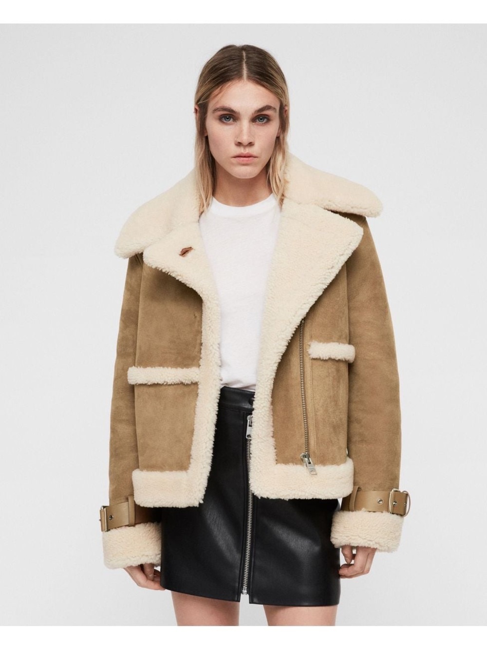 Allsaints size small Farley shearling lamb skin jacket